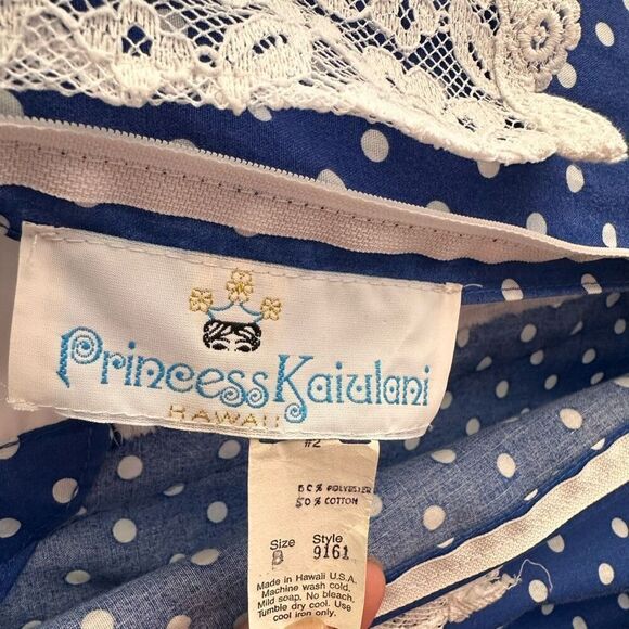 Princess Kaiulani Hawaii Vintage Polka Dot Lace Dress Size 8 - Picture 4 of 4
